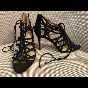 Black lace up heels